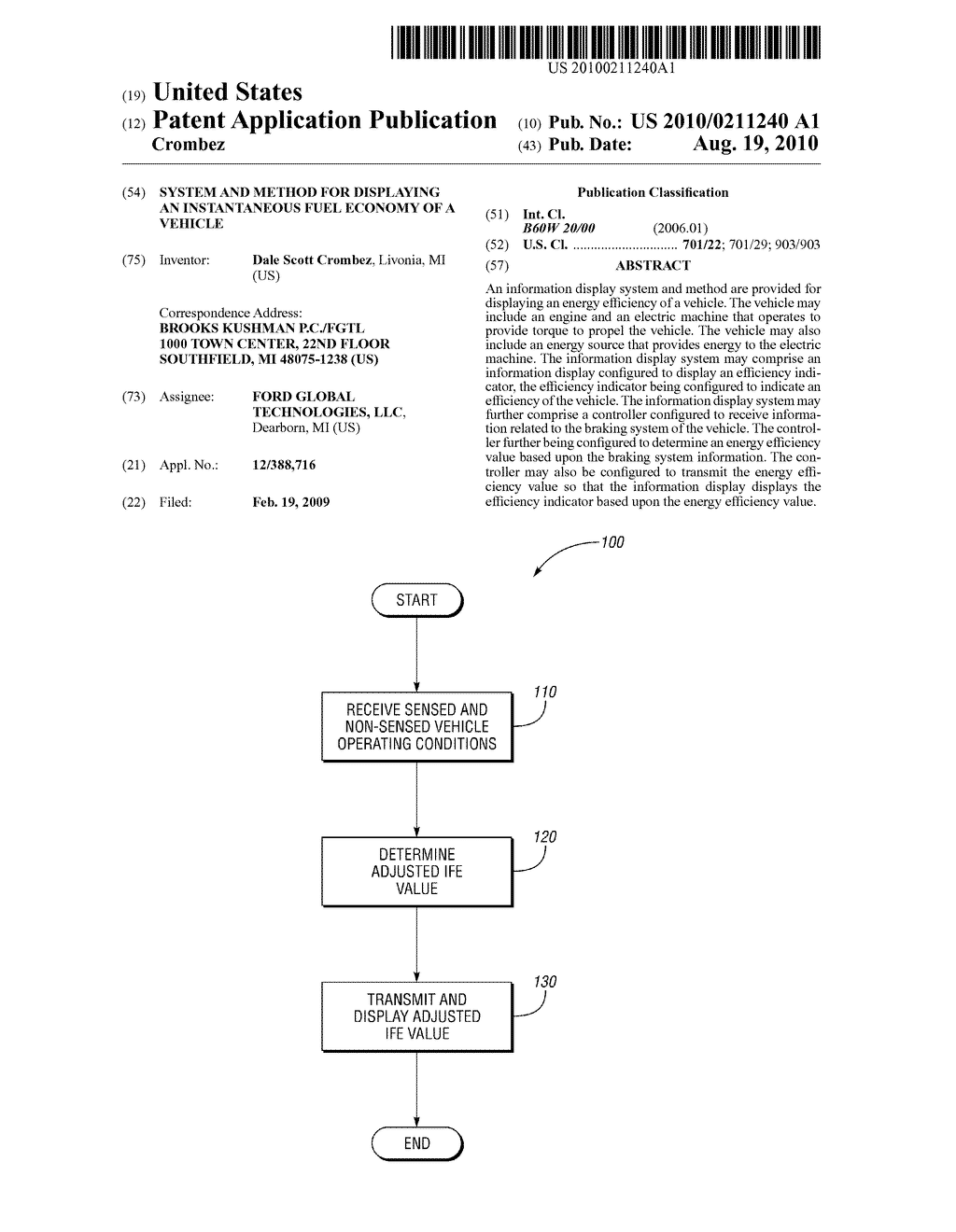 SYSTEM AND METHOD FOR DISPLAYING AN INSTANTANEOUS FUEL ECONOMY OF A VEHICLE - diagram, schematic, and image 01