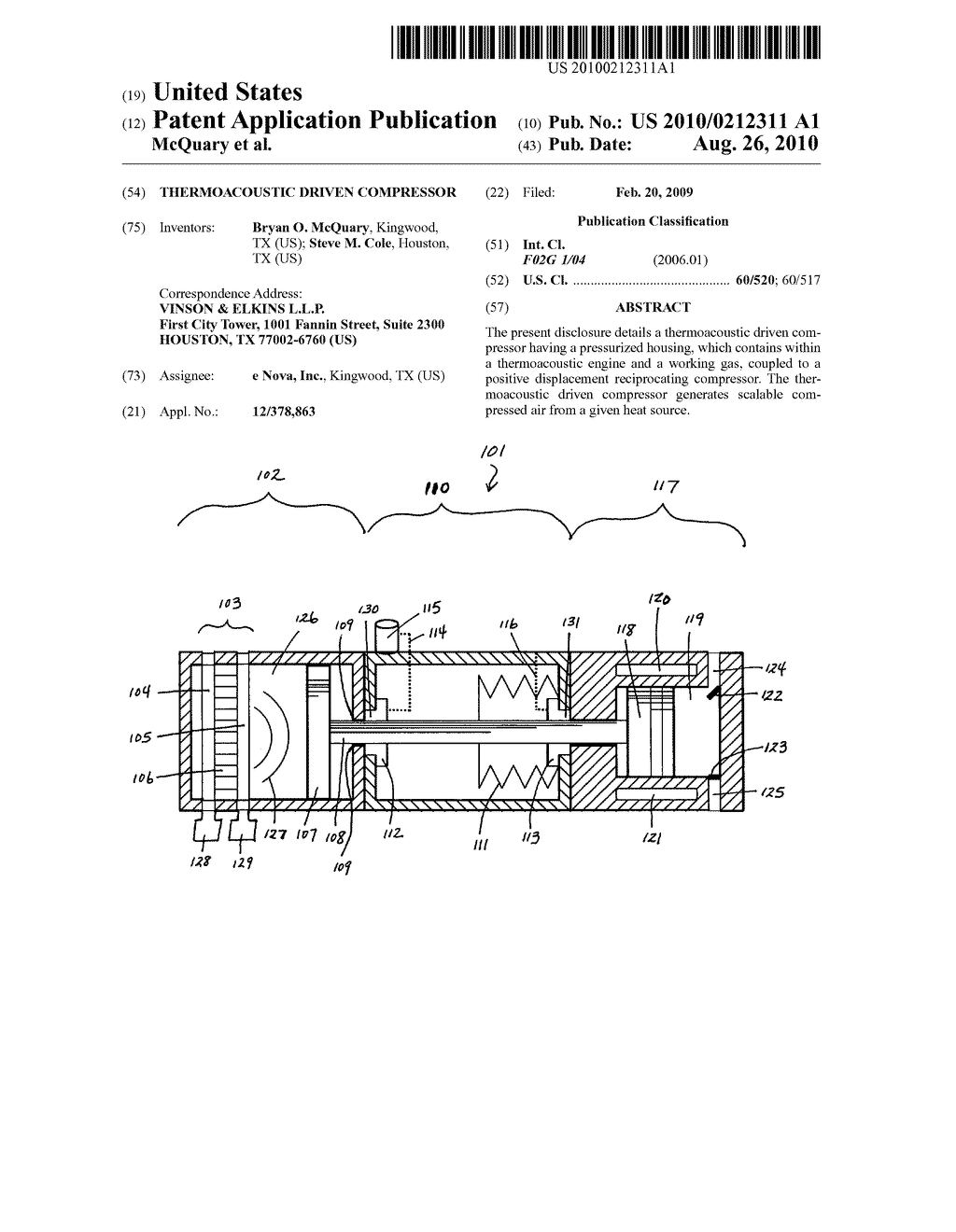 Thermoacoustic driven compressor - diagram, schematic, and image 01