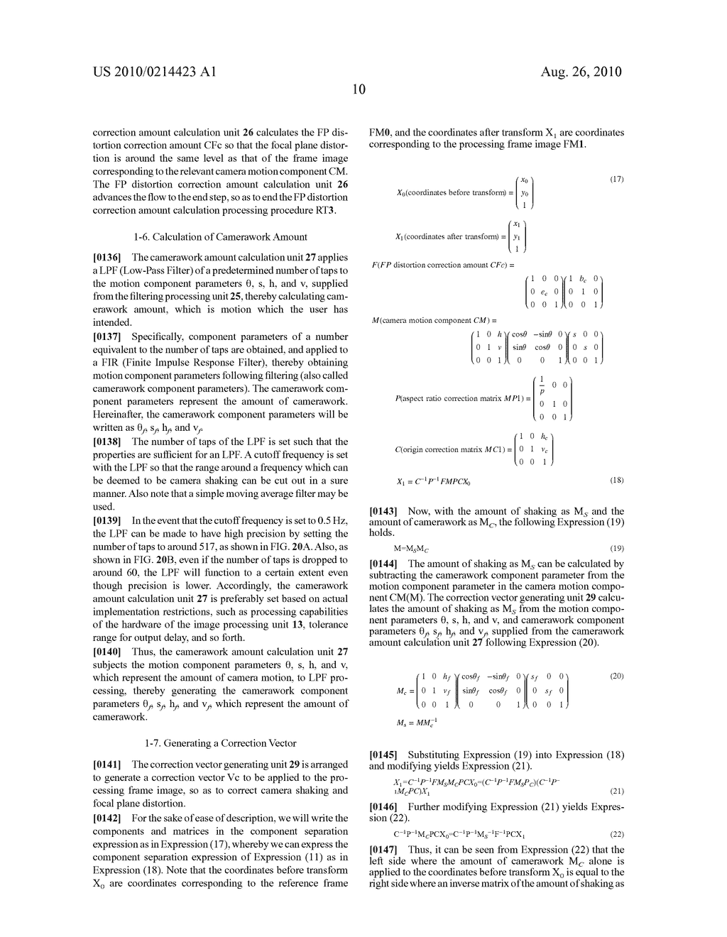 Image processing device, focal plane distortion component calculation method, image processing program, and recording medium - diagram, schematic, and image 37