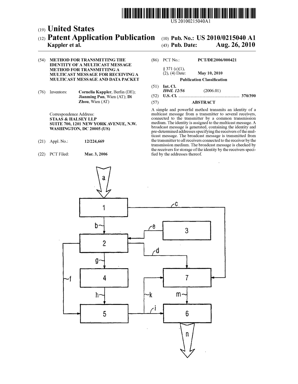 Method for Transmitting the Identity of a Multicast Message Method for Transmitting a Multicast Message for Receiving a Multicast Message and Data Packet - diagram, schematic, and image 01