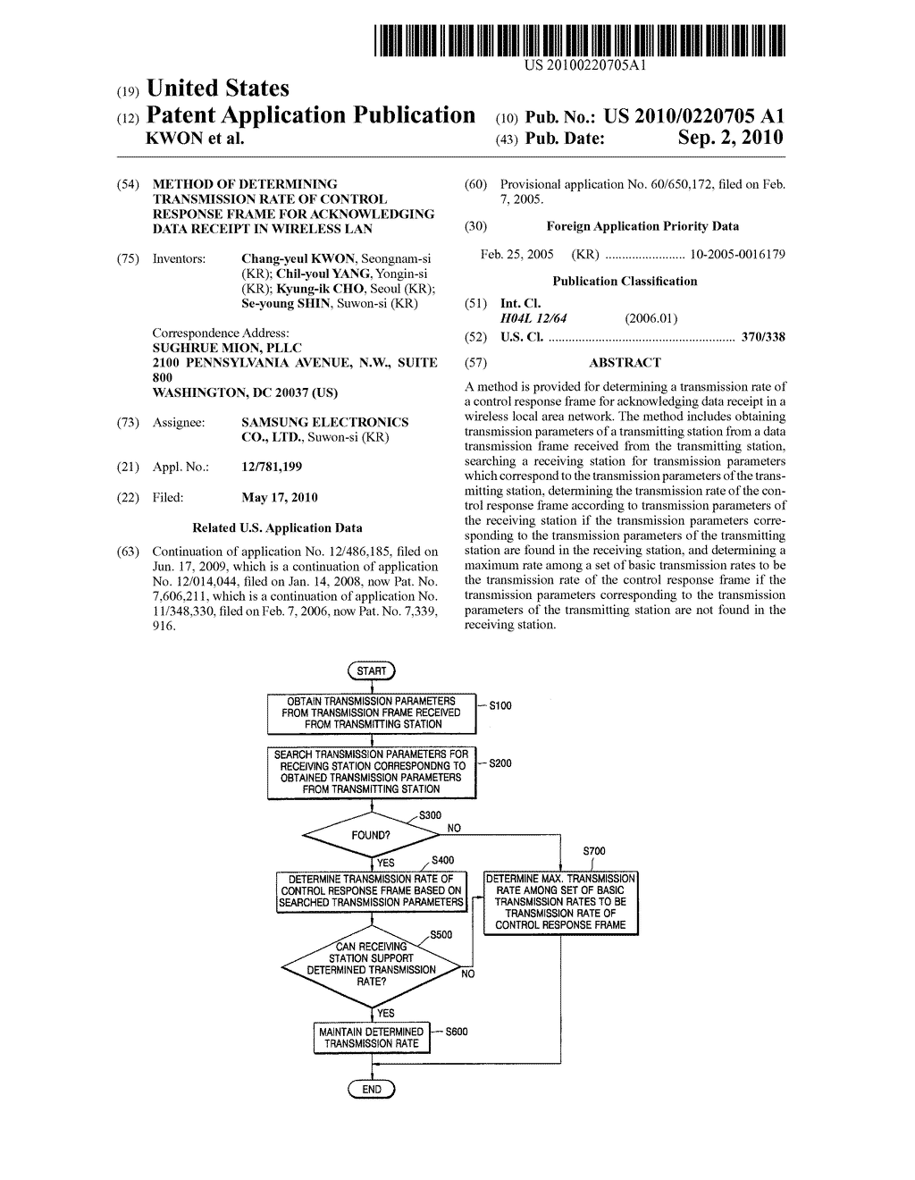 METHOD OF DETERMINING TRANSMISSION RATE OF CONTROL RESPONSE FRAME FOR ACKNOWLEDGING DATA RECEIPT IN WIRELESS LAN - diagram, schematic, and image 01