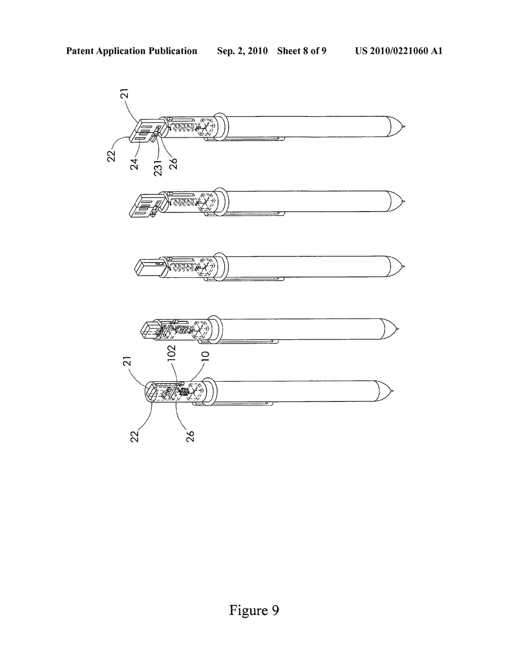 Pen featuring as a USB memory device - diagram, schematic, and image 09