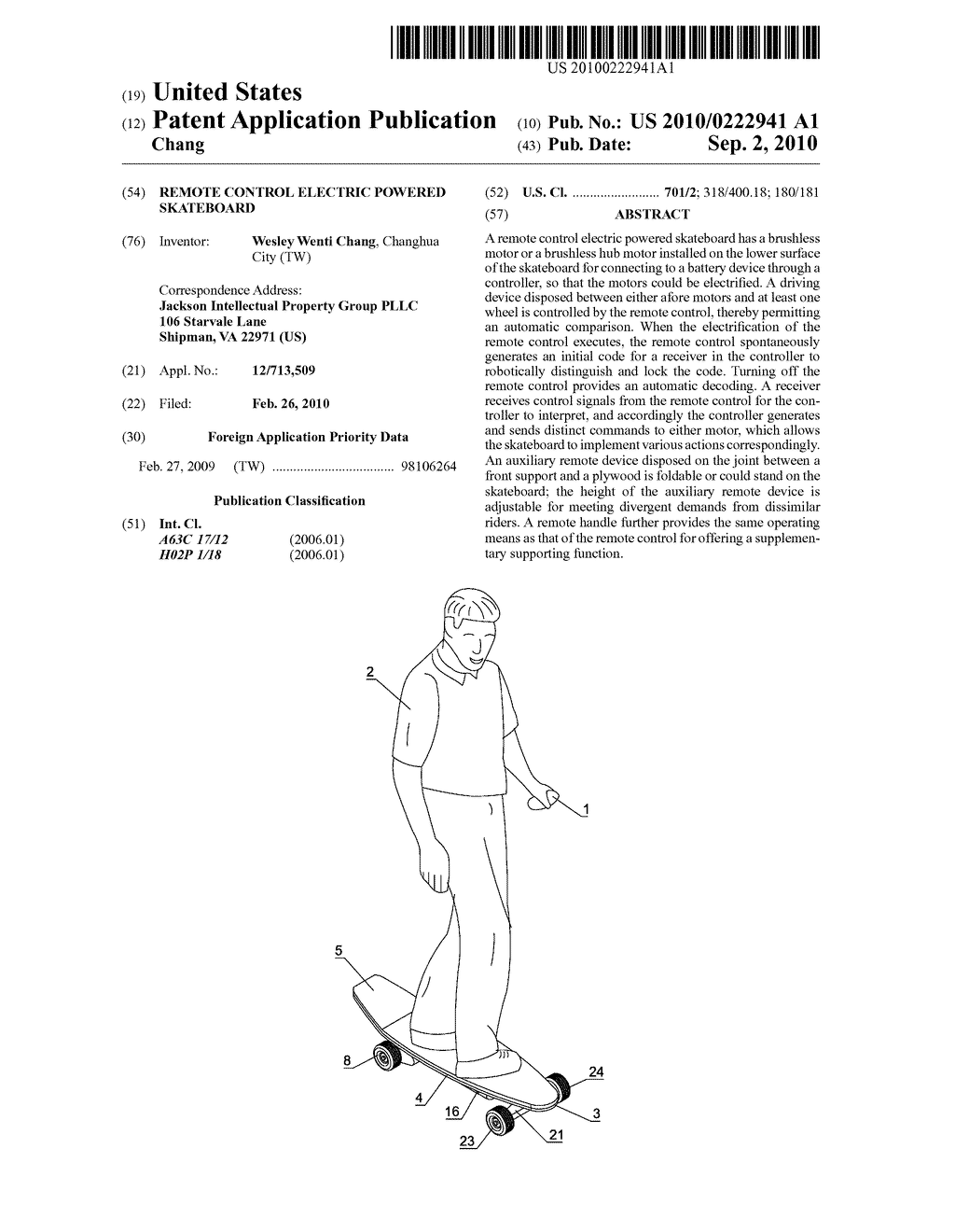 Remote Control Electric Powered Skateboard - diagram, schematic, and image 01