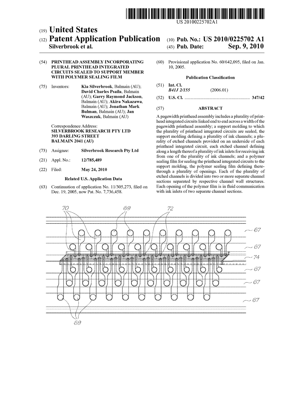 Printhead Assembly Incorporating Plural Printhead Integrated Circuits Sealed To Support Member With Polymer Sealing Film - diagram, schematic, and image 01