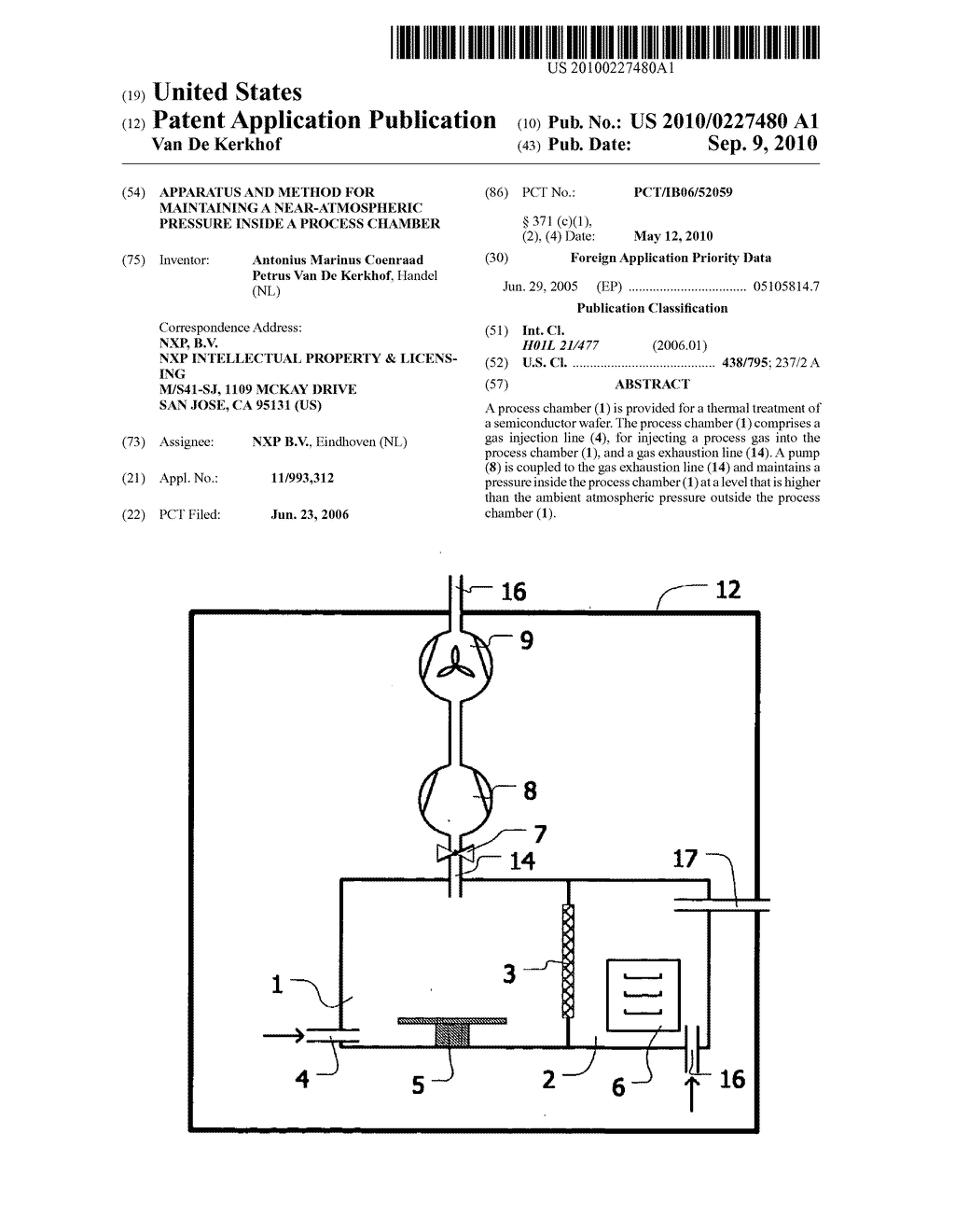APPARATUS AND METHOD FOR MAINTAINING A NEAR-ATMOSPHERIC PRESSURE INSIDE A PROCESS CHAMBER - diagram, schematic, and image 01