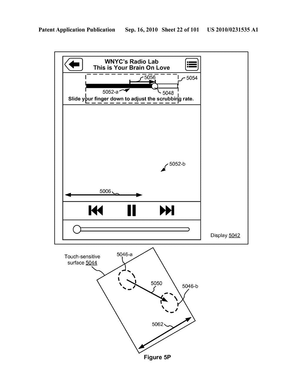Device, Method, and Graphical User Interface for Moving a Current Position in Content at a Variable Scrubbing Rate - diagram, schematic, and image 23