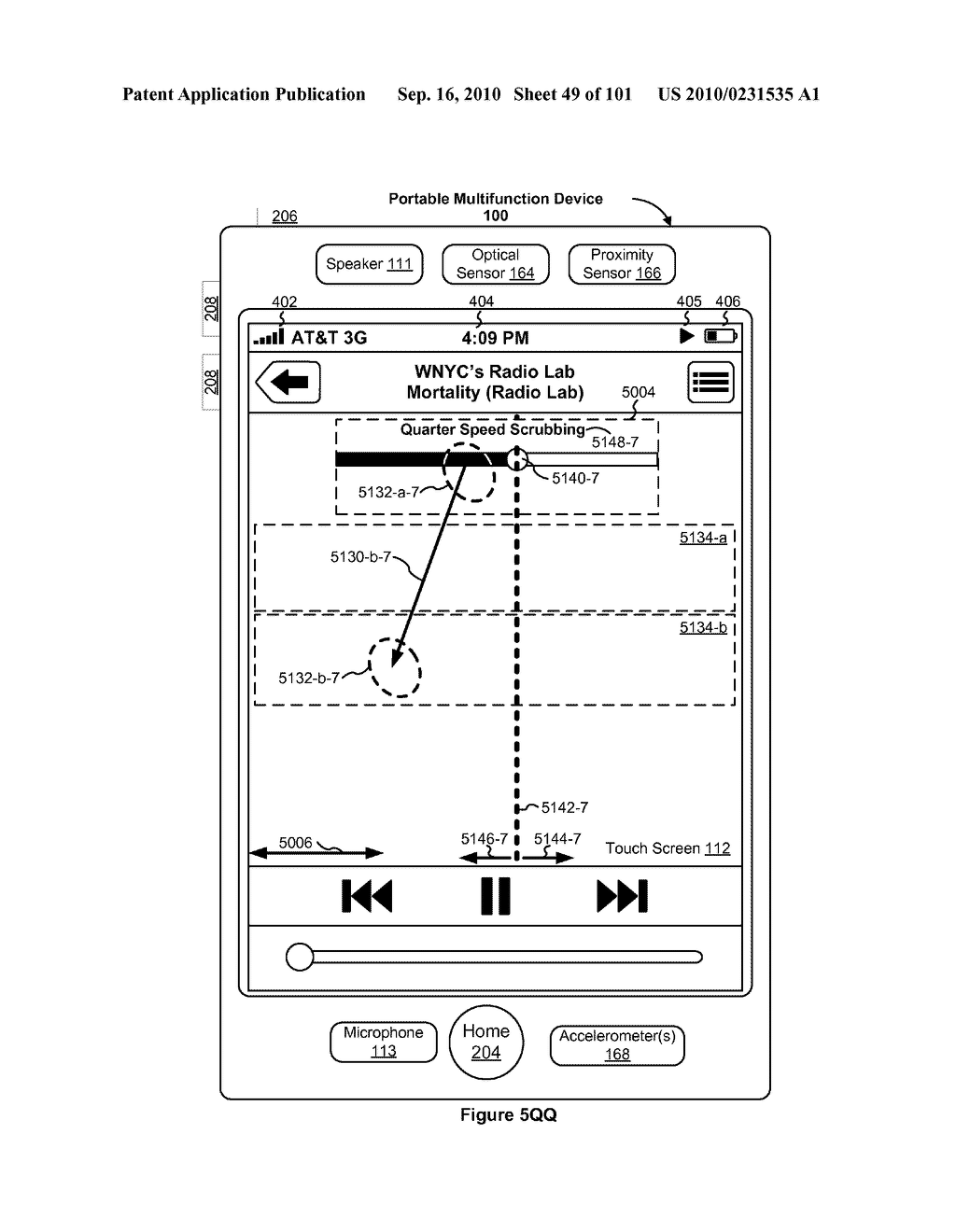 Device, Method, and Graphical User Interface for Moving a Current Position in Content at a Variable Scrubbing Rate - diagram, schematic, and image 50