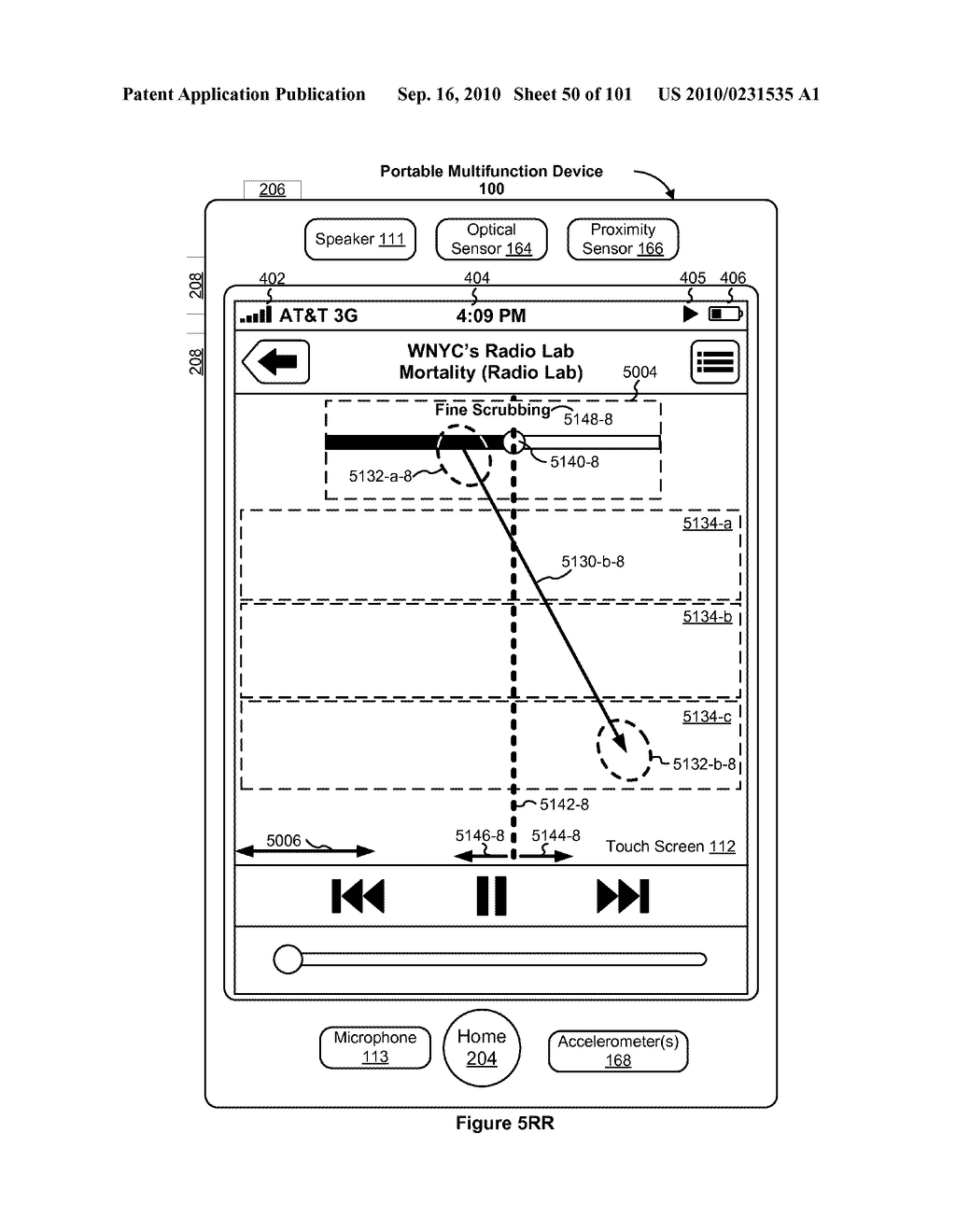 Device, Method, and Graphical User Interface for Moving a Current Position in Content at a Variable Scrubbing Rate - diagram, schematic, and image 51