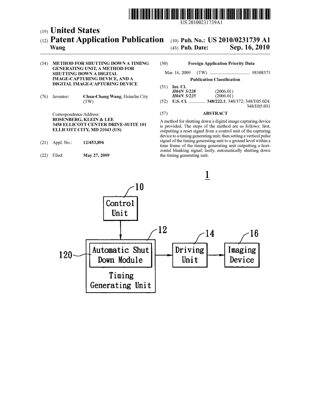 Method for shutting down a timing generating unit, a method for shutting down a digital image-capturing device, and a digital image-capturing device - diagram, schematic, and image 01