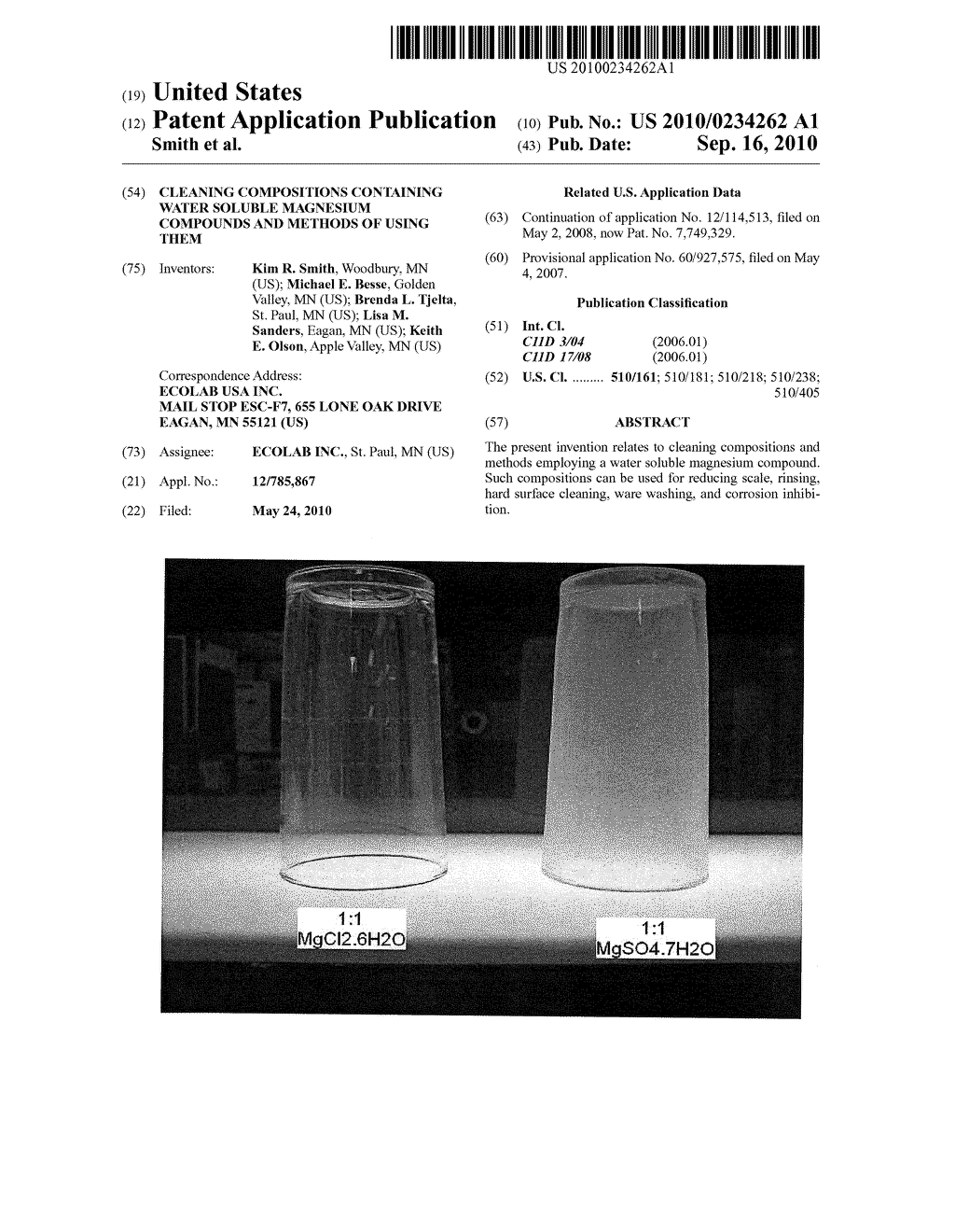 CLEANING COMPOSITIONS CONTAINING WATER SOLUBLE MAGNESIUM COMPOUNDS AND METHODS OF USING THEM - diagram, schematic, and image 01