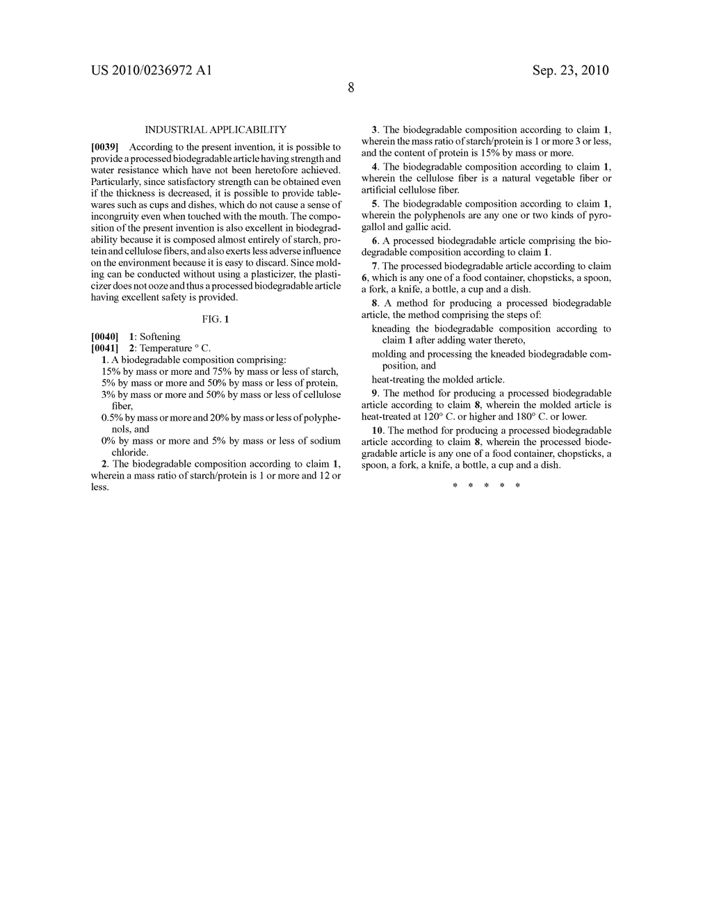 BIODEGRADABLE COMPOSITION, PROCESSED BIODEGRADABLE ARTICLE SUCH AS FOOD CONTAINER, AND METHOD OF PRODUCING THE SAME - diagram, schematic, and image 10