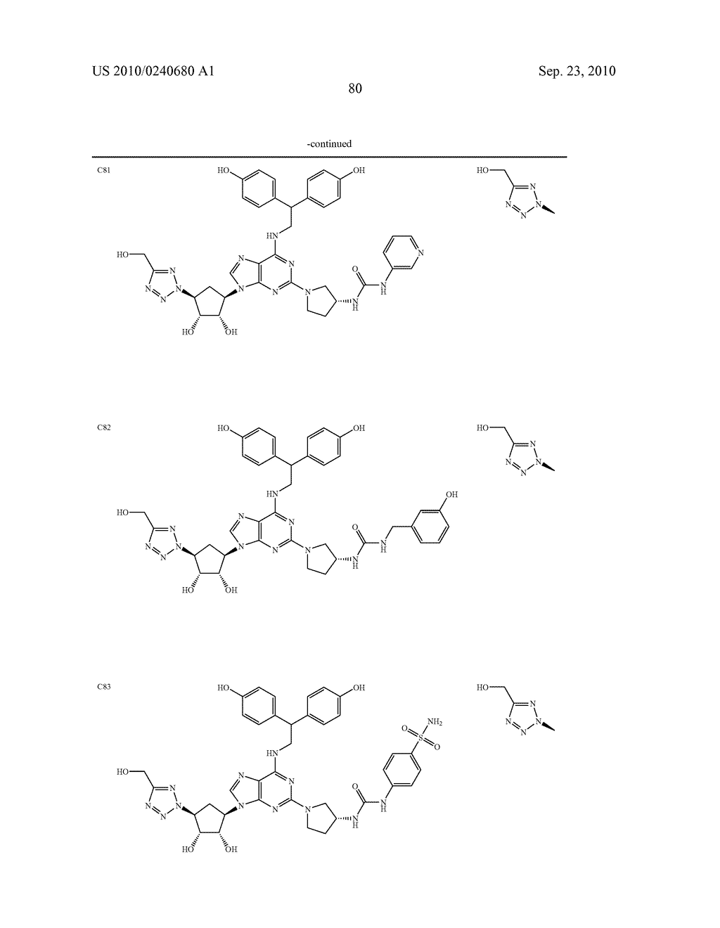 Purine derivatives as a2a agonists - diagram, schematic, and image 81