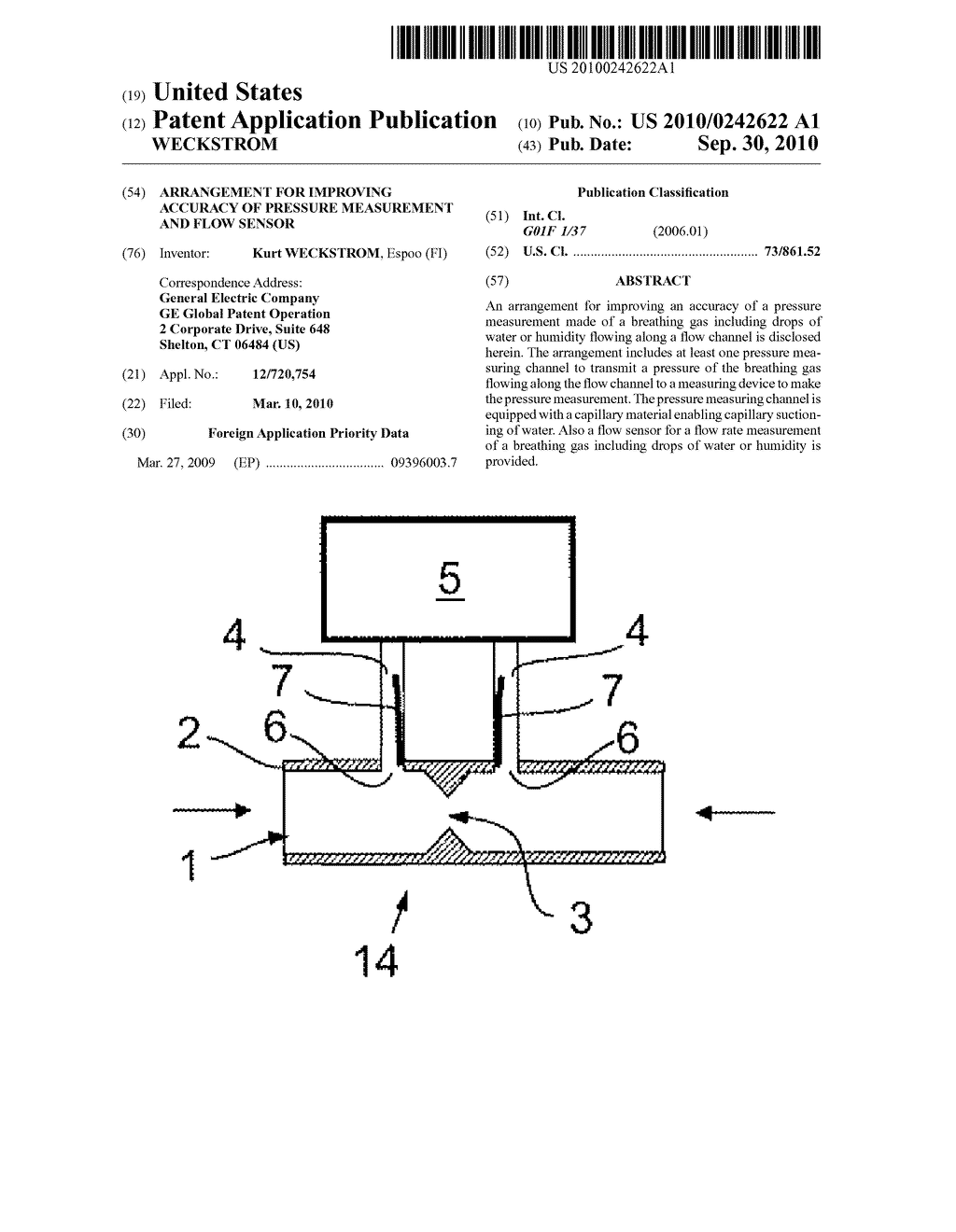 ARRANGEMENT FOR IMPROVING ACCURACY OF PRESSURE MEASUREMENT AND FLOW SENSOR - diagram, schematic, and image 01