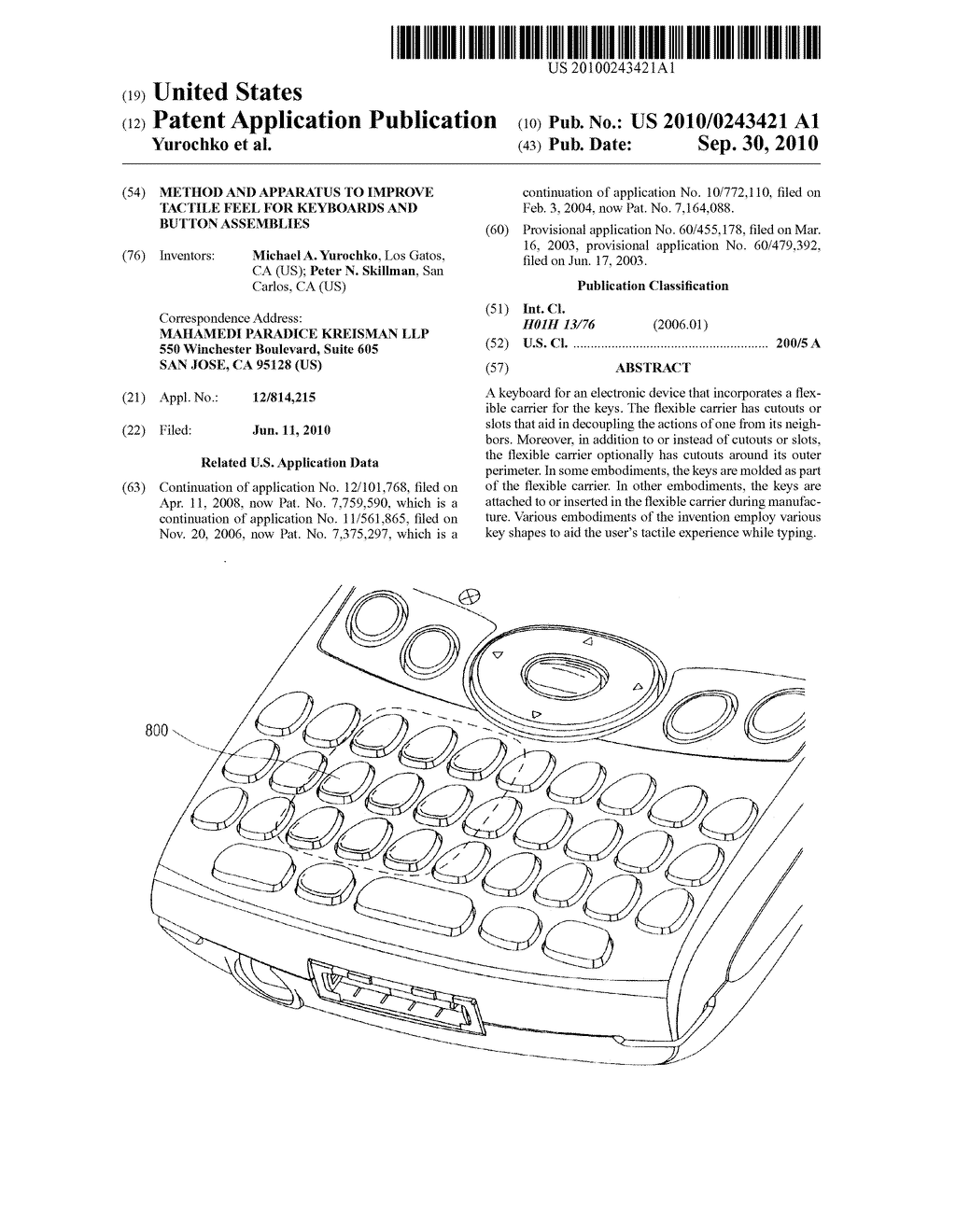 METHOD AND APPARATUS TO IMPROVE TACTILE FEEL FOR KEYBOARDS AND BUTTON ASSEMBLIES - diagram, schematic, and image 01