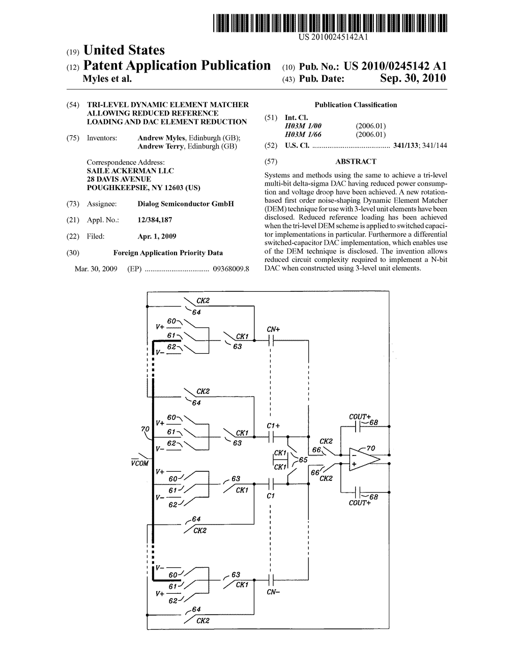 TRI-LEVEL DYNAMIC ELEMENT MATCHER ALLOWING REDUCED REFERENCE LOADING AND DAC ELEMENT REDUCTION - diagram, schematic, and image 01