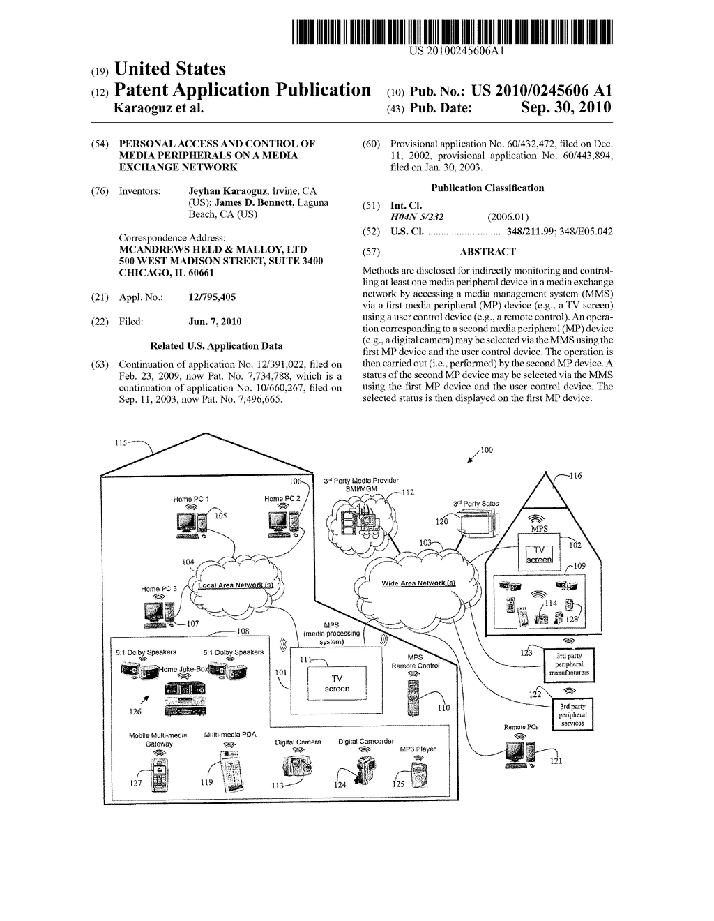 PERSONAL ACCESS AND CONTROL OF MEDIA PERIPHERALS ON A MEDIA EXCHANGE NETWORK - diagram, schematic, and image 01