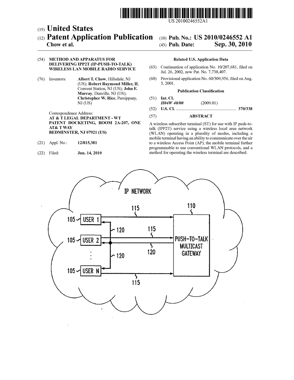 METHOD AND APPARATUS FOR DELIVERING IPP2T (IP-PUSH-TO-TALK) WIRELESS LAN MOBILE RADIO SERVICE - diagram, schematic, and image 01