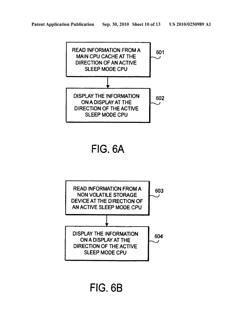 METHOD AND APPARATUS FOR A COMPUTING SYSTEM HAVING AN ACTIVE SLEEP MODE CPU THAT USES THE CACHE OF A NORMAL ACTIVE MODE CPU - diagram, schematic, and image 11