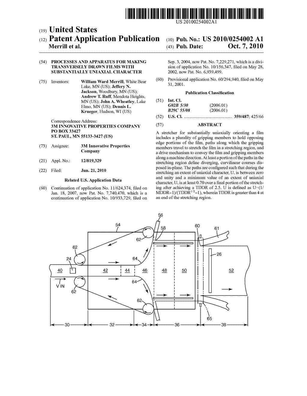 PROCESSES AND APPARATUS FOR MAKING TRANSVERSELY DRAWN FILMS WITH SUBSTANTIALLY UNIAXIAL CHARACTER - diagram, schematic, and image 01