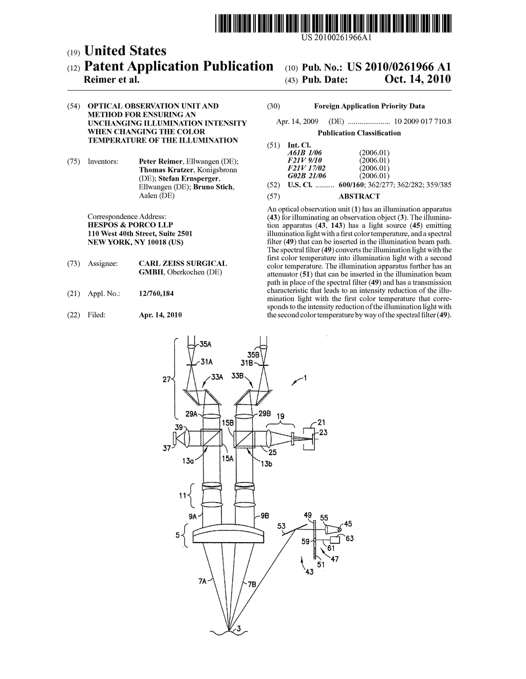 OPTICAL OBSERVATION UNIT AND METHOD FOR ENSURING AN UNCHANGING ILLUMINATION INTENSITY WHEN CHANGING THE COLOR TEMPERATURE OF THE ILLUMINATION - diagram, schematic, and image 01