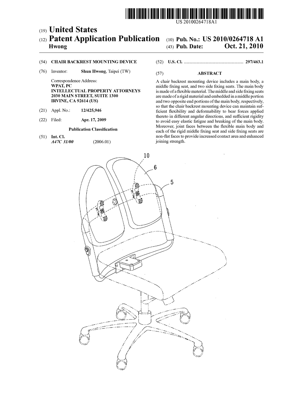 CHAIR BACKREST MOUNTING DEVICE - diagram, schematic, and image 01