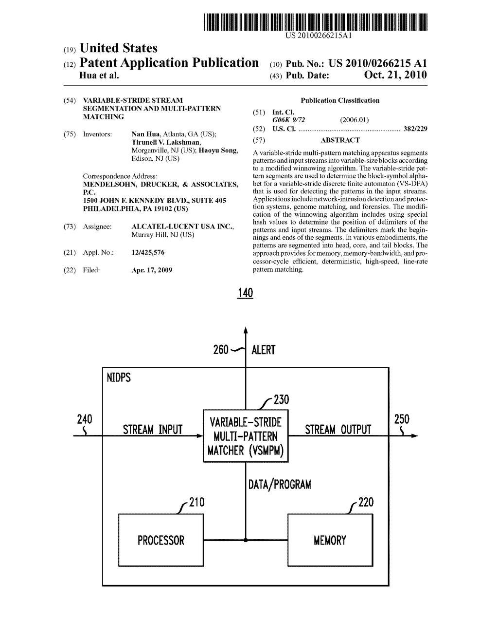 VARIABLE-STRIDE STREAM SEGMENTATION AND MULTI-PATTERN MATCHING - diagram, schematic, and image 01