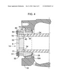 Retention assembly and a method of operatively securing a hub and wheel assembly to an axle of a selectively movable assembly and method for eliminating frictional interface wear between a bearing and a bearing retention device diagram and image