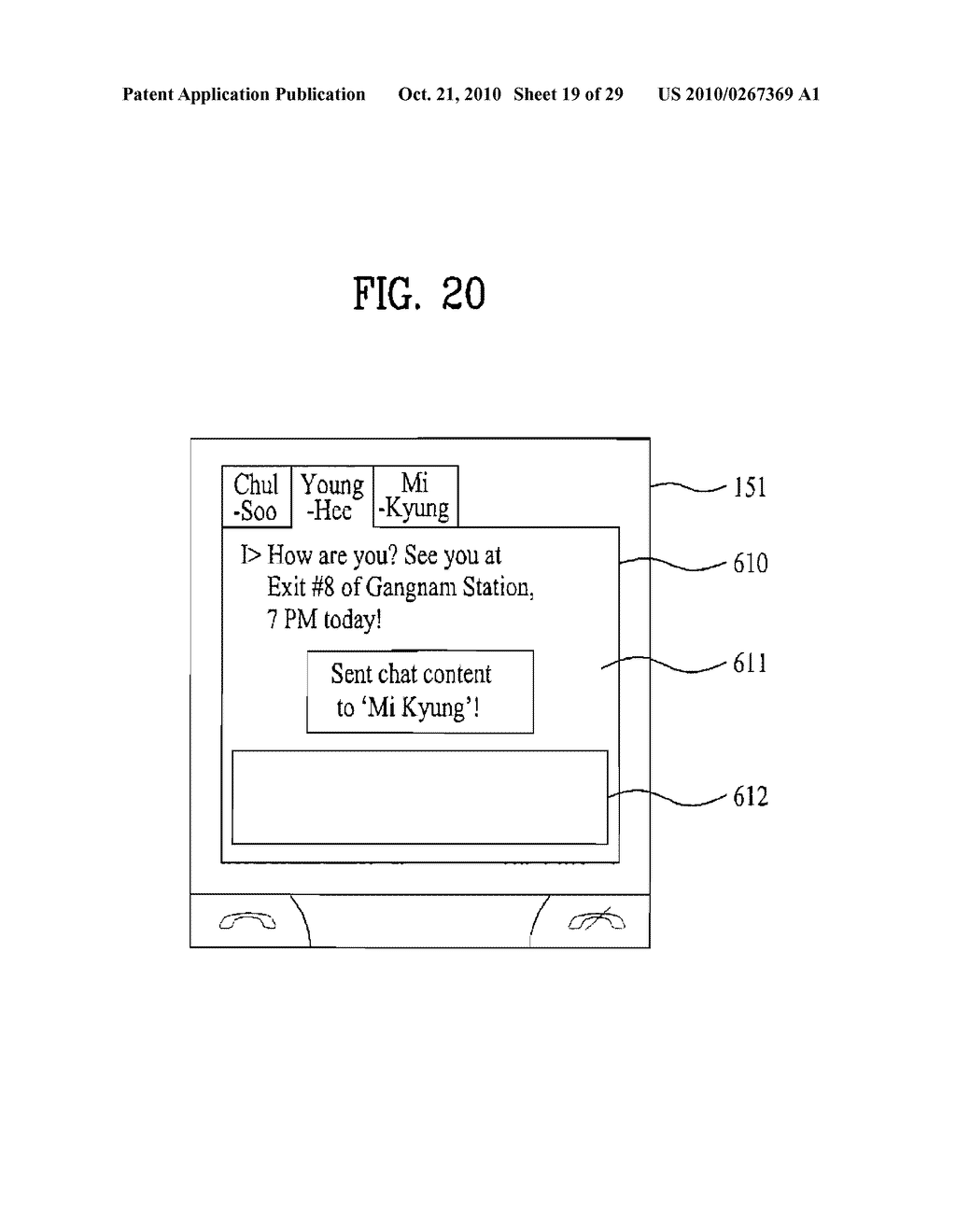 MOBILE TERMINAL AND CHAT METHOD IN A MOBILE TERMINAL USING AN INSTANT MESSAGING SERVICE - diagram, schematic, and image 20