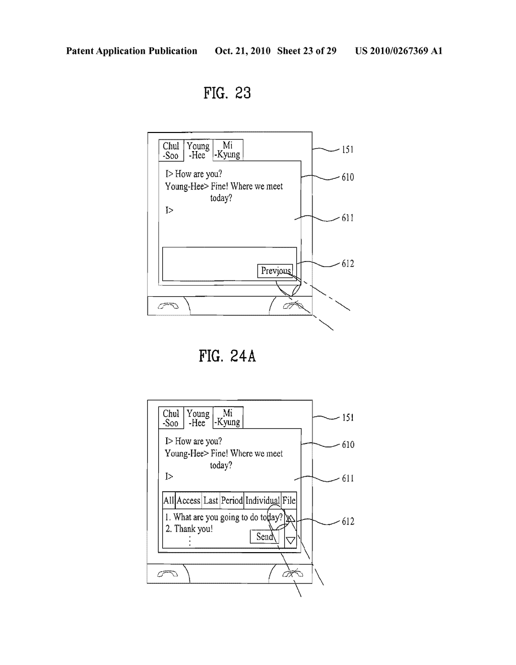 MOBILE TERMINAL AND CHAT METHOD IN A MOBILE TERMINAL USING AN INSTANT MESSAGING SERVICE - diagram, schematic, and image 24