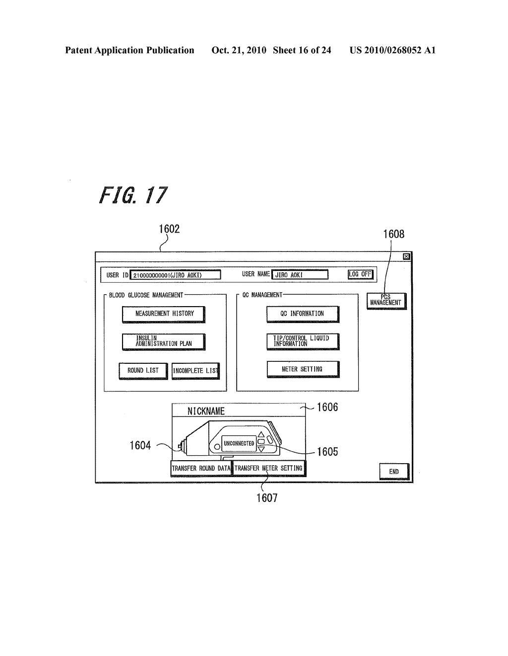 BLOOD SUGAR MEASURED LEVEL MANAGEMENT SYSTEM AND BLOOD SUGAR LEVEL MEASUREMENT APPARATUS - diagram, schematic, and image 17