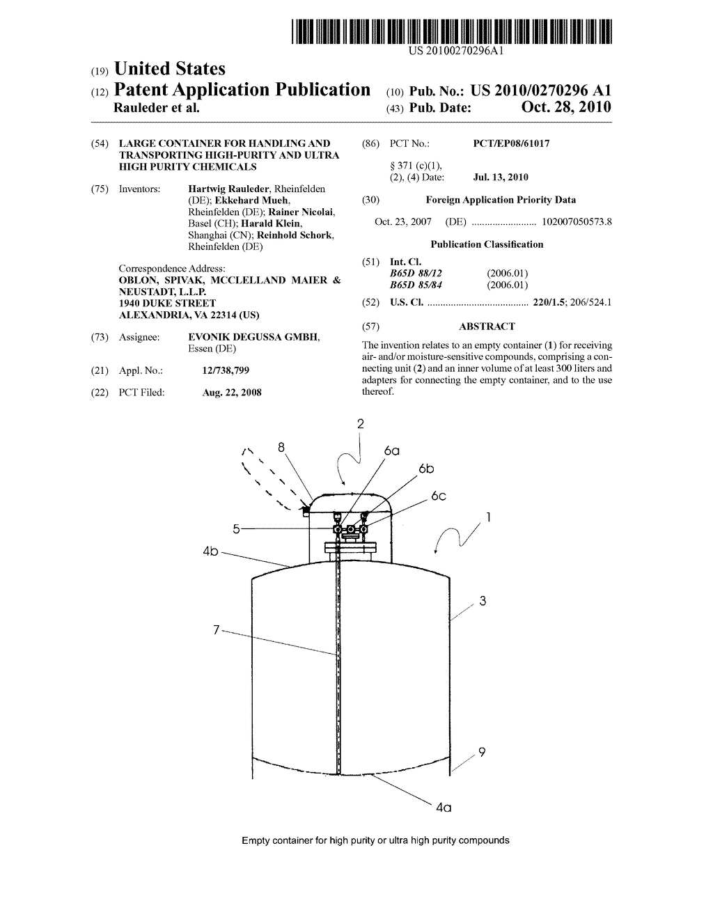 LARGE CONTAINER FOR HANDLING AND TRANSPORTING HIGH-PURITY AND ULTRA HIGH PURITY CHEMICALS - diagram, schematic, and image 01