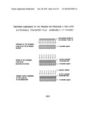 EXTENSIBLE TRANSFER FILM FOR SURFACE COATING, PROCESS FOR PRODUCING IT, AND PROCESS FOR APPLYING IT diagram and image