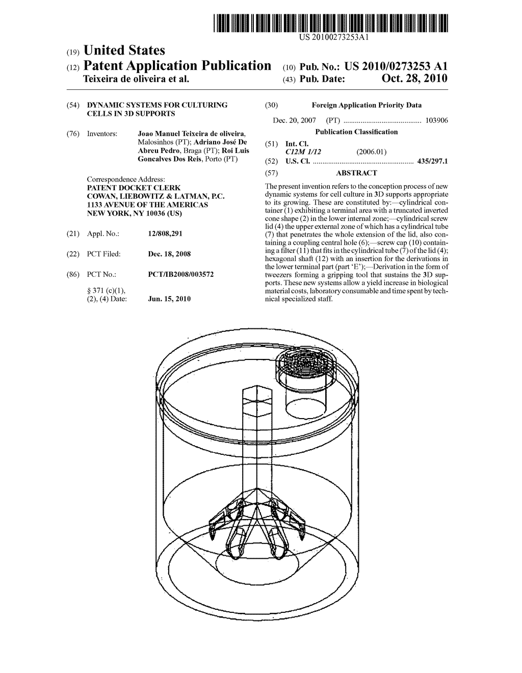 DYNAMIC SYSTEMS FOR CULTURING CELLS IN 3D SUPPORTS - diagram, schematic, and image 01