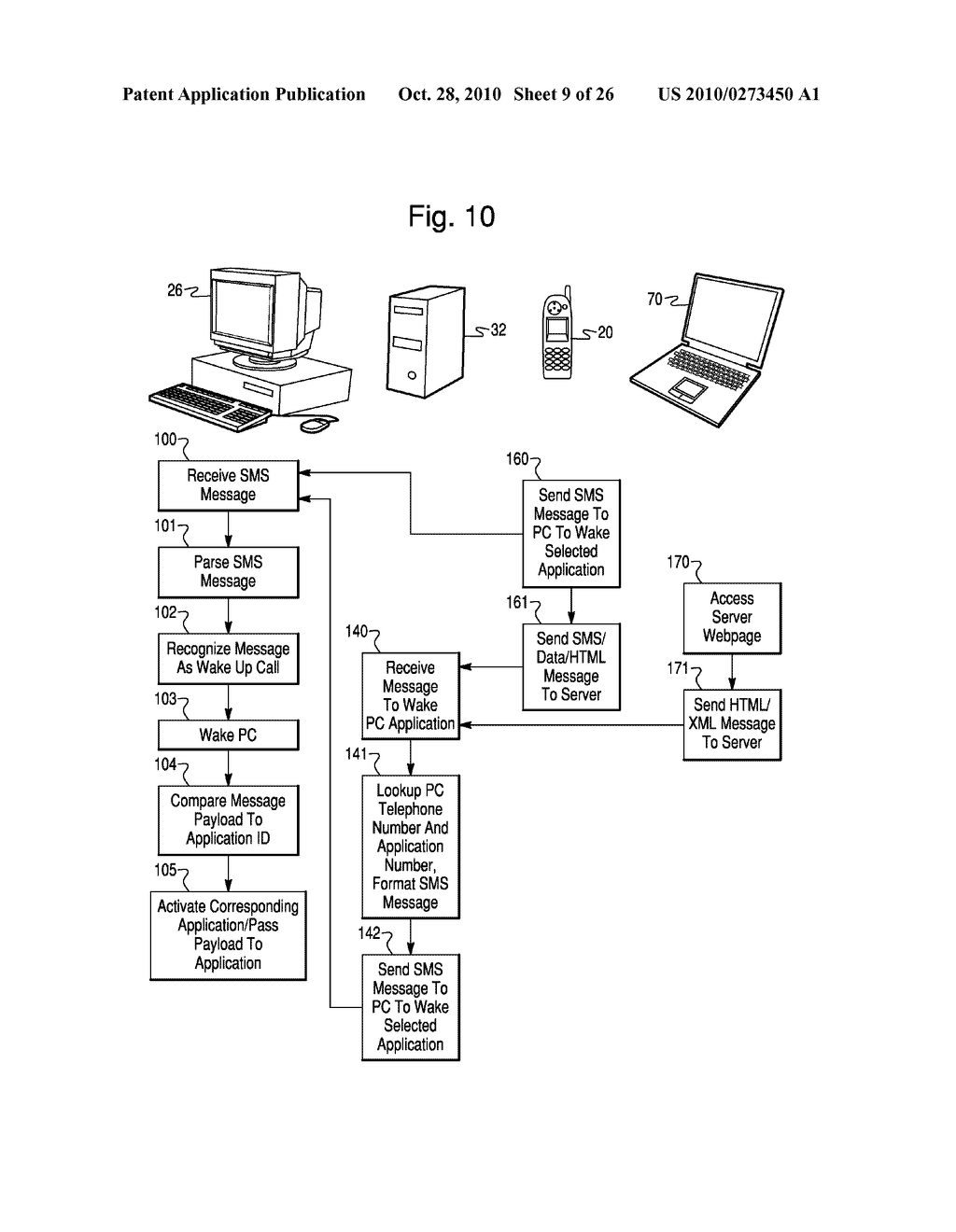 APPARATUS AND METHOD FOR ACTIVATING COMPUTER APPLICATIONS WITH SMS MESSAGING - diagram, schematic, and image 10