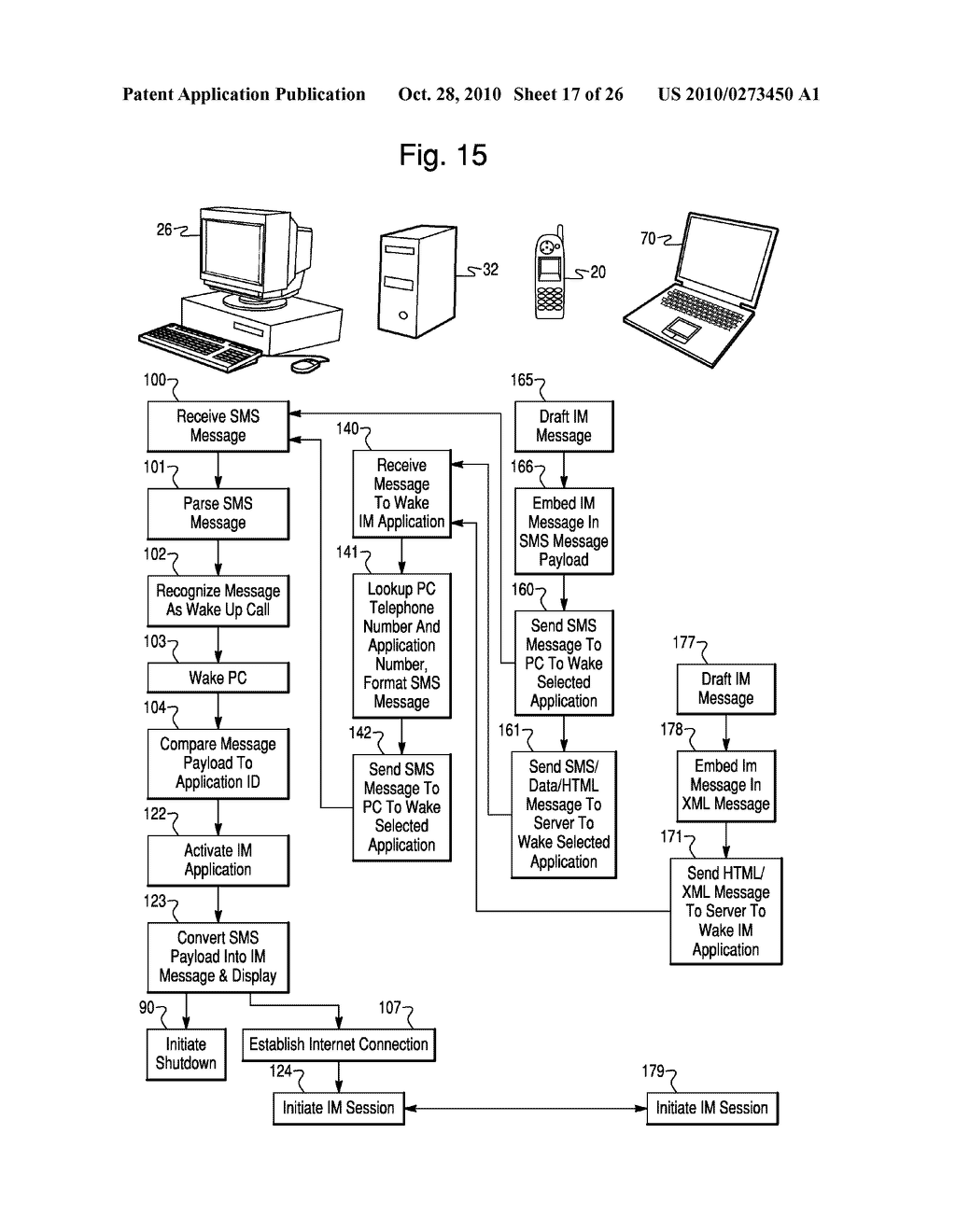 APPARATUS AND METHOD FOR ACTIVATING COMPUTER APPLICATIONS WITH SMS MESSAGING - diagram, schematic, and image 18