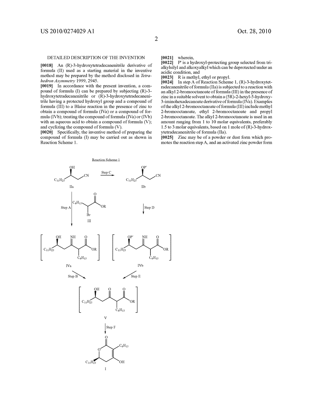 METHOD OF PREPARING (6R)-3-HEXYL-4-HYDROXY-6-UNDECYL-5, 6-DIHYDROPYRAN-2-ONE, AND INTERMEDIATE USED IN THE METHOD - diagram, schematic, and image 03