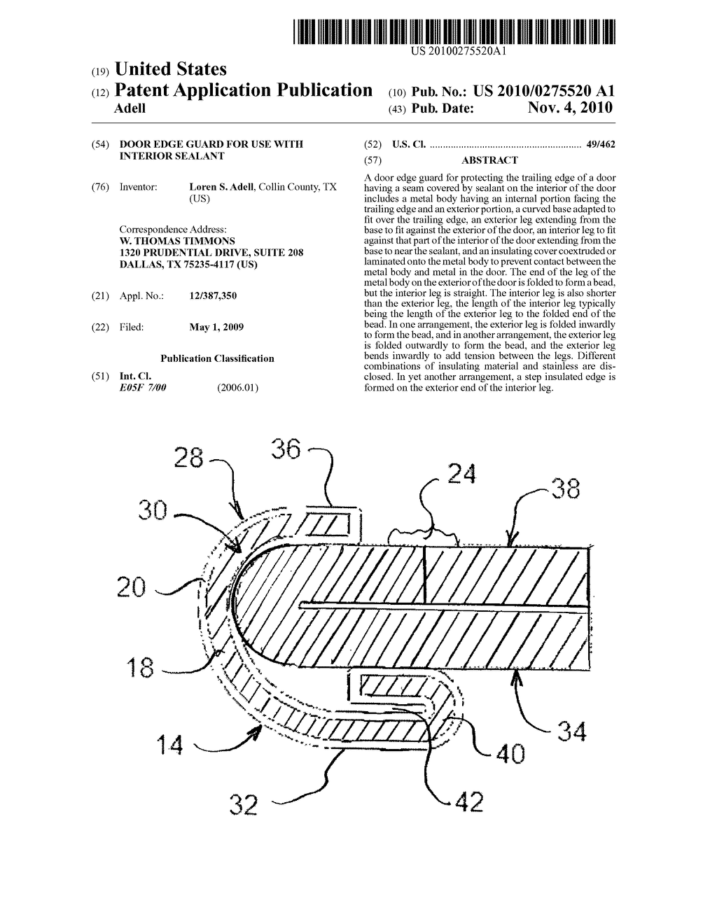 Door edge guard for use with interior sealant - diagram, schematic, and image 01