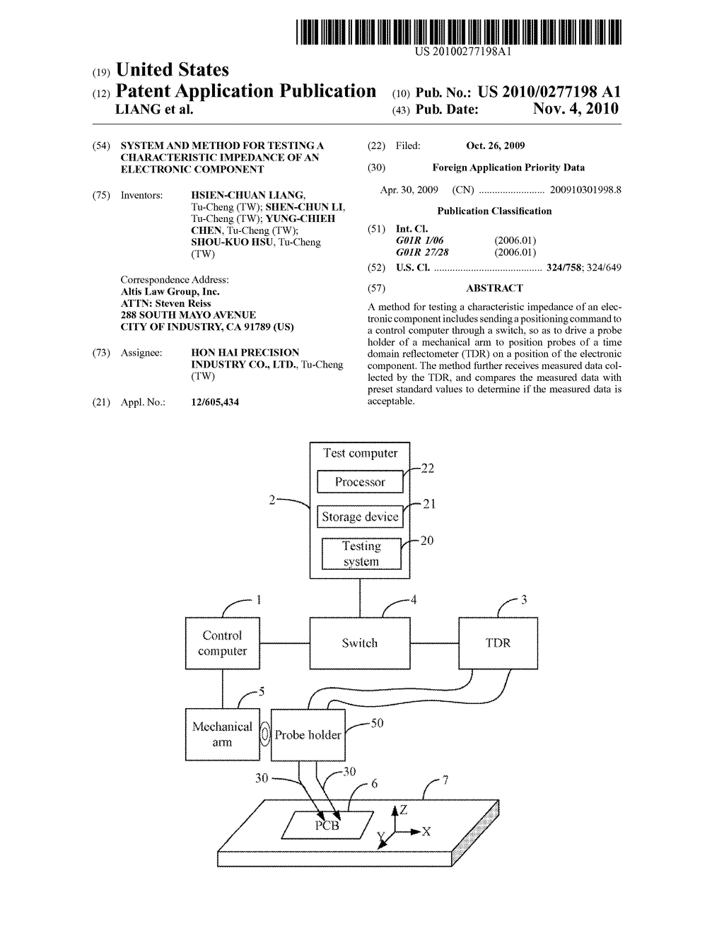 SYSTEM AND METHOD FOR TESTING A CHARACTERISTIC IMPEDANCE OF AN ELECTRONIC COMPONENT - diagram, schematic, and image 01