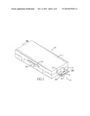 A STORAGE DEVICE WITH A CASING WITH A PLUG MOVABLE PARALLEL TO A SECOND PLUG IN THE CASING diagram and image