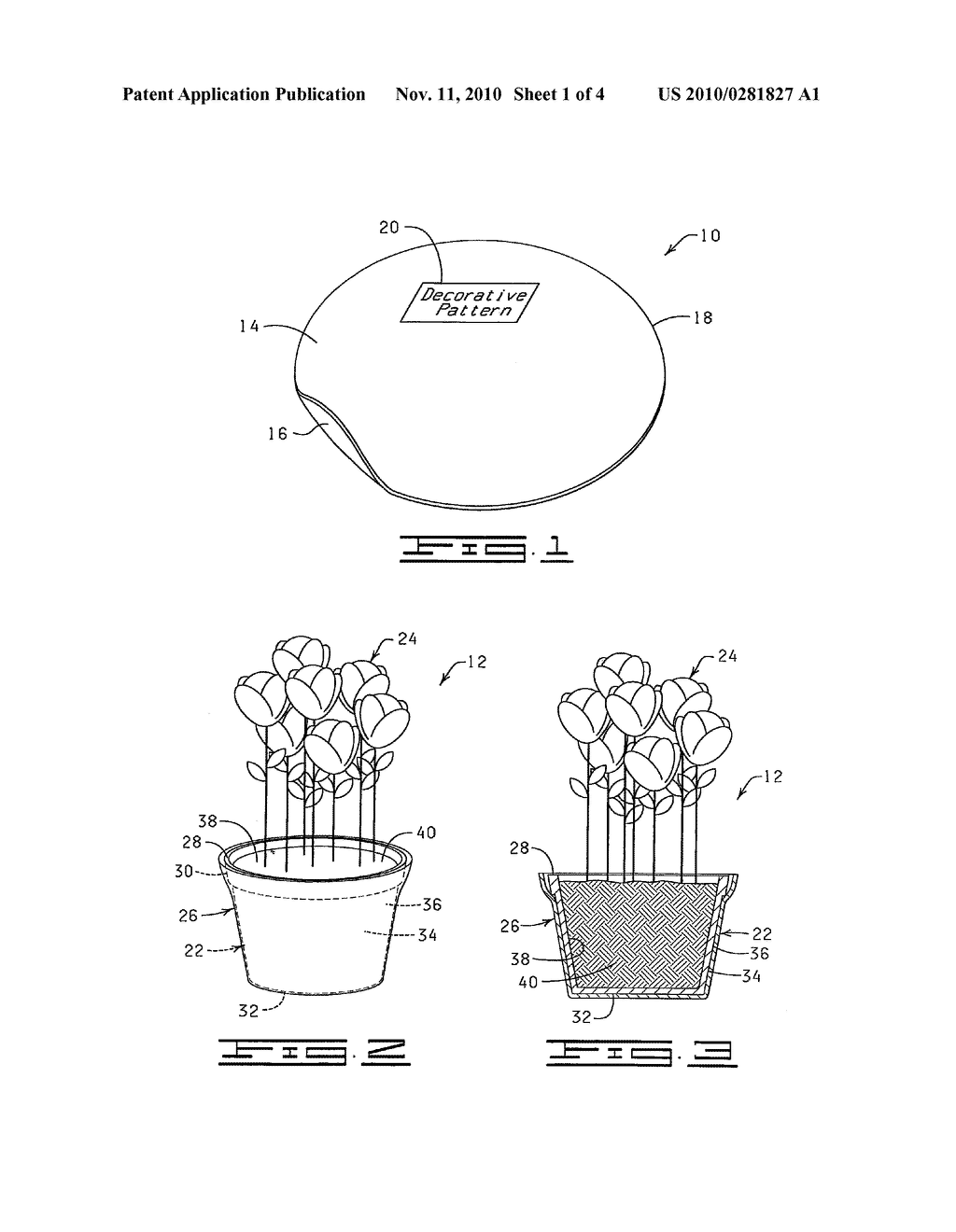 METHOD OF PROVIDING A DECORATIVE COVER FOR A FLOWER POT FORMED OF A HEAT SHRINKABLE MATERIAL - diagram, schematic, and image 02