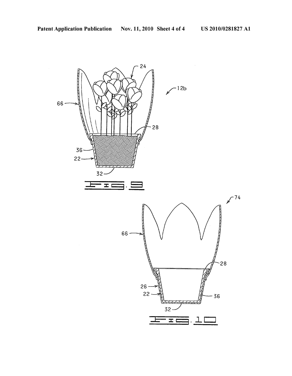 METHOD OF PROVIDING A DECORATIVE COVER FOR A FLOWER POT FORMED OF A HEAT SHRINKABLE MATERIAL - diagram, schematic, and image 05
