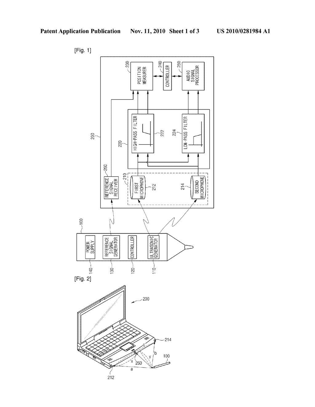 METHOD AND APPARATUS FOR MEASURING POSITION OF THE OBJECT USING MICROPHONE - diagram, schematic, and image 02
