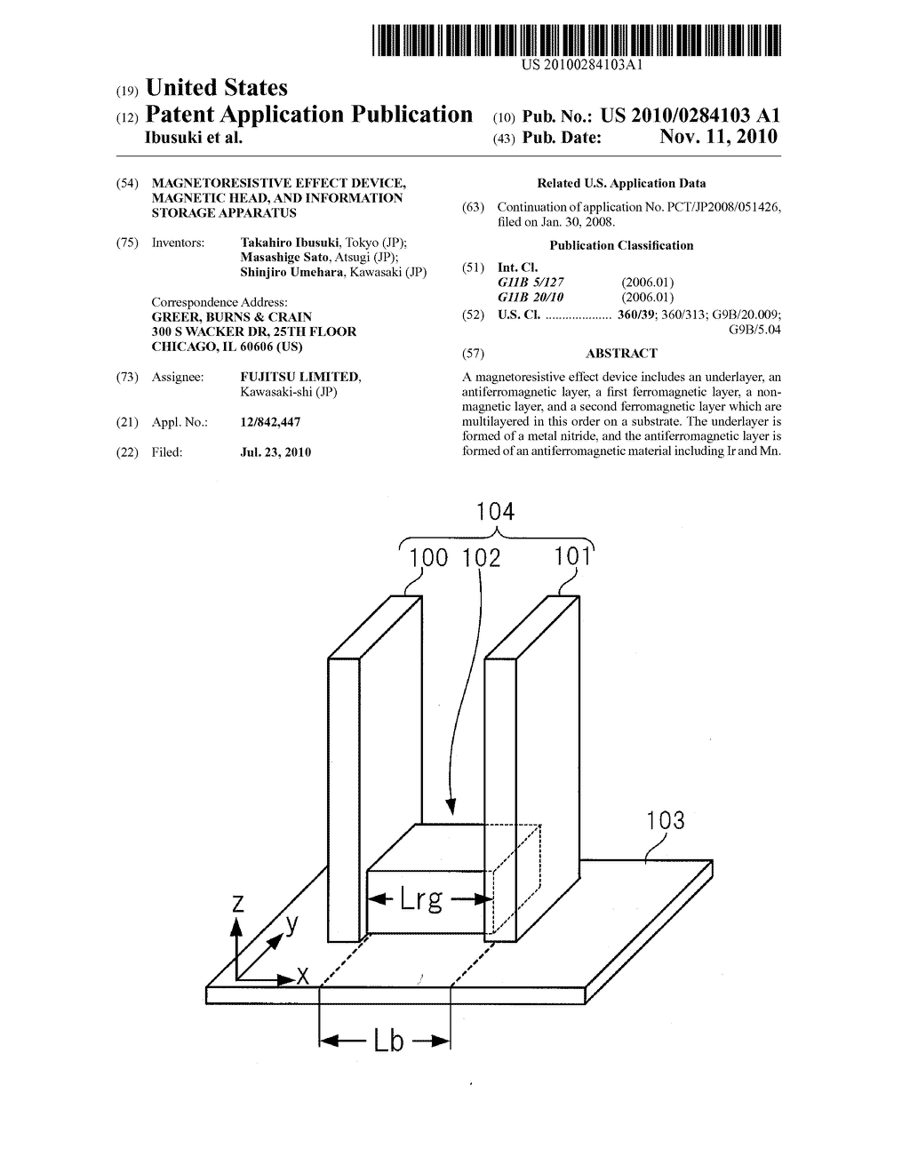 MAGNETORESISTIVE EFFECT DEVICE, MAGNETIC HEAD, AND INFORMATION STORAGE APPARATUS - diagram, schematic, and image 01
