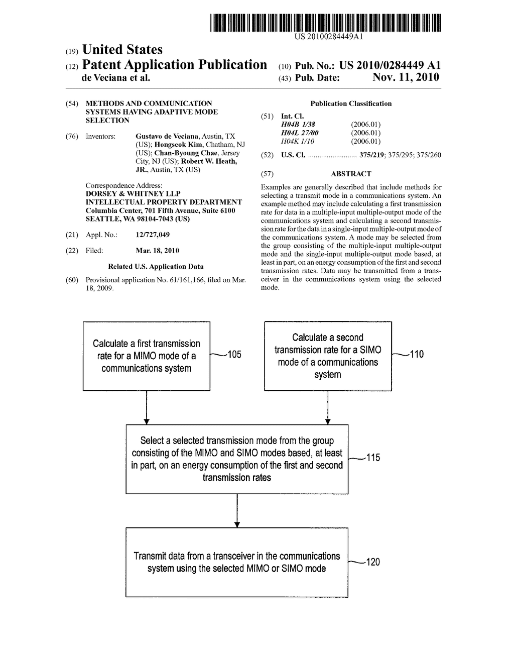 METHODS AND COMMUNICATION SYSTEMS HAVING ADAPTIVE MODE SELECTION - diagram, schematic, and image 01