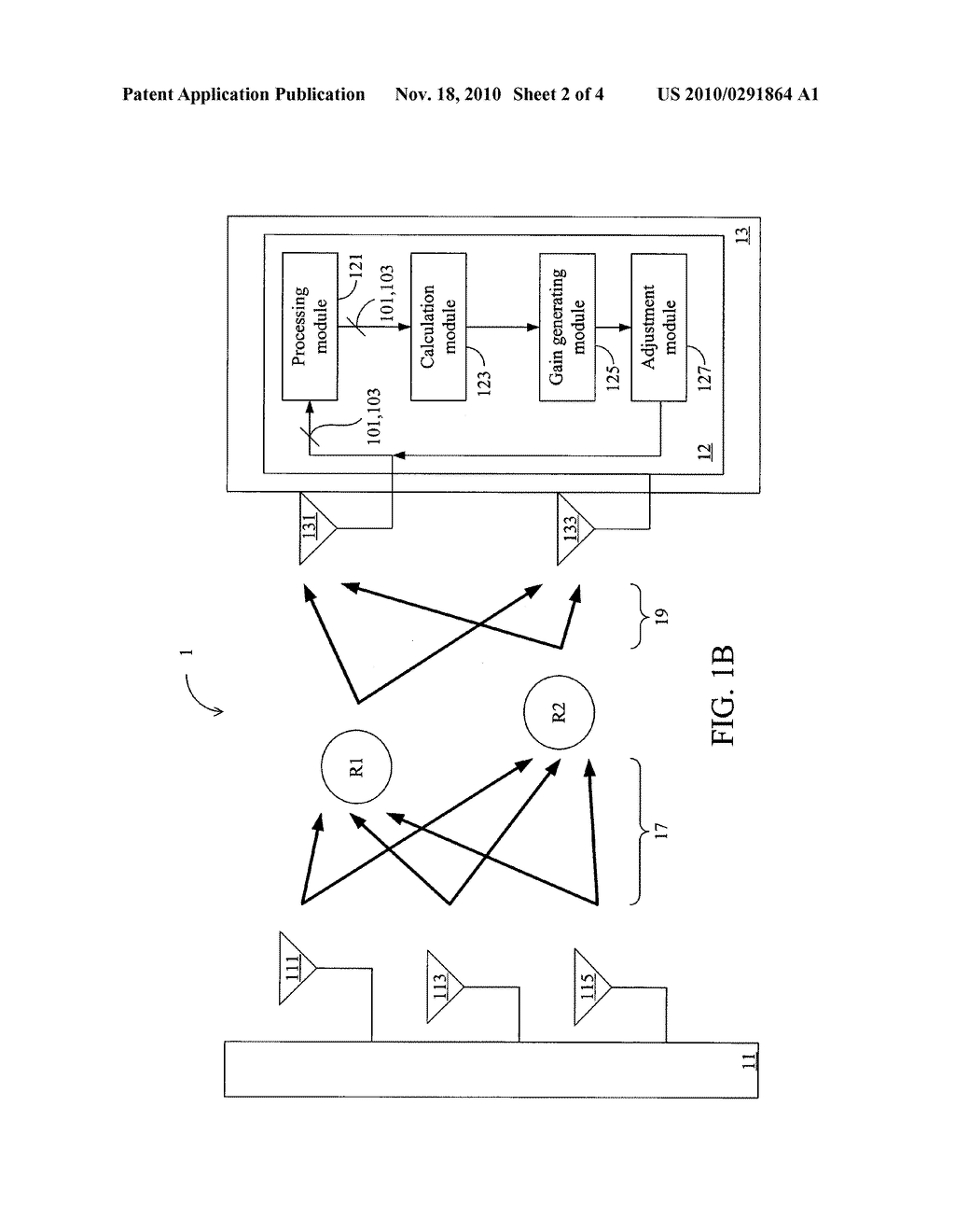 GAIN ADJUSTMENT APPARATUS, METHOD, AND TANGIBLE MACHINE-READABLE MEDIUM THEREOF FOR A MULTIPLE INPUT MULTIPLE OUTPUT WIRELESS COMMUNICATION SYSTEM - diagram, schematic, and image 03