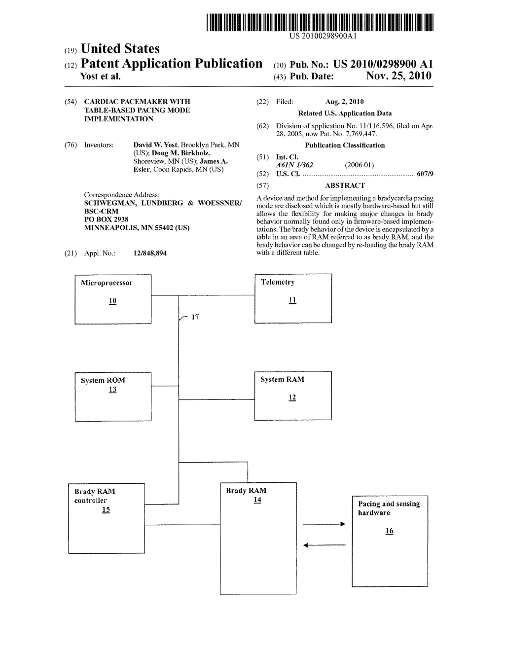 CARDIAC PACEMAKER WITH TABLE-BASED PACING MODE IMPLEMENTATION - diagram, schematic, and image 01