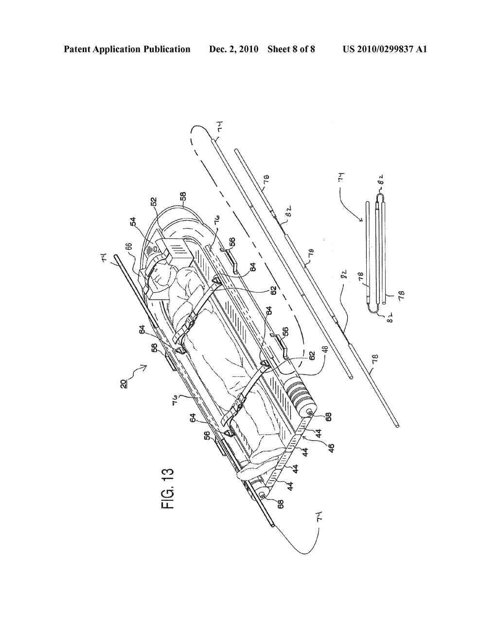 VACUUM PACKED INFLATABLE STRETCHER WITH FRANGIBLE OVERWRAP AND METHOD OF DEPLOYING SAME - diagram, schematic, and image 09