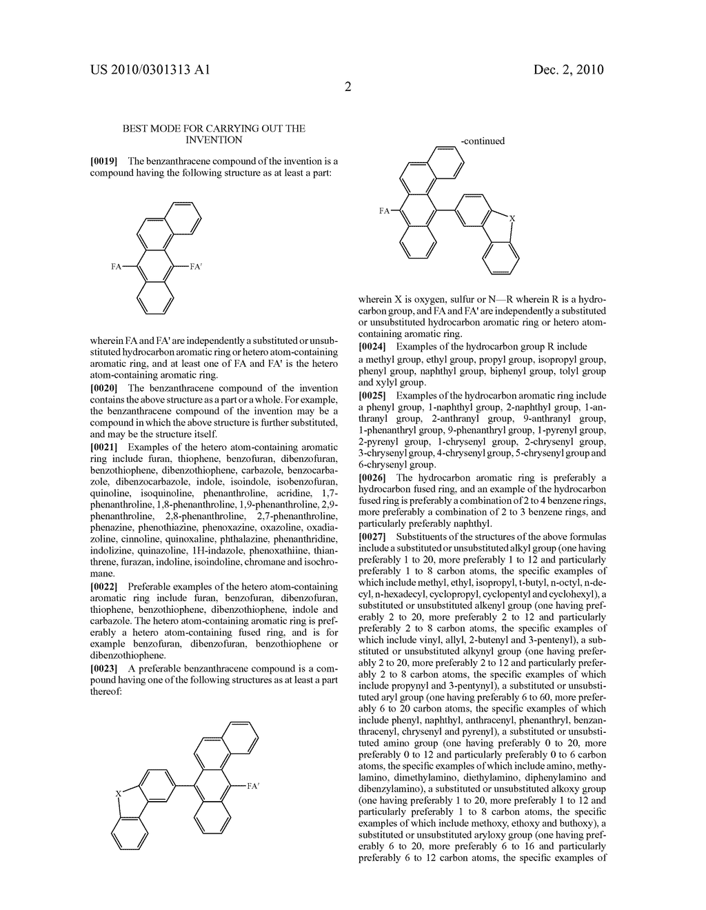 BENZANTHRACENE COMPOUND AND ORGANIC ELECTROLUMINESCENCE DEVICE USING THE SAME - diagram, schematic, and image 04