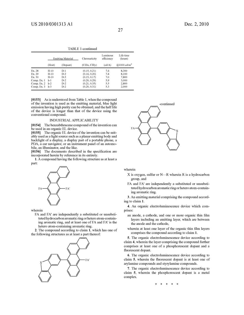 BENZANTHRACENE COMPOUND AND ORGANIC ELECTROLUMINESCENCE DEVICE USING THE SAME - diagram, schematic, and image 29