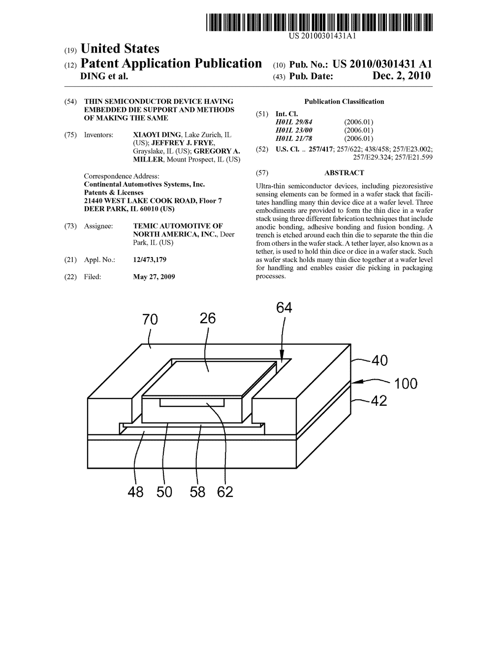 THIN SEMICONDUCTOR DEVICE HAVING EMBEDDED DIE SUPPORT AND METHODS OF MAKING THE SAME - diagram, schematic, and image 01